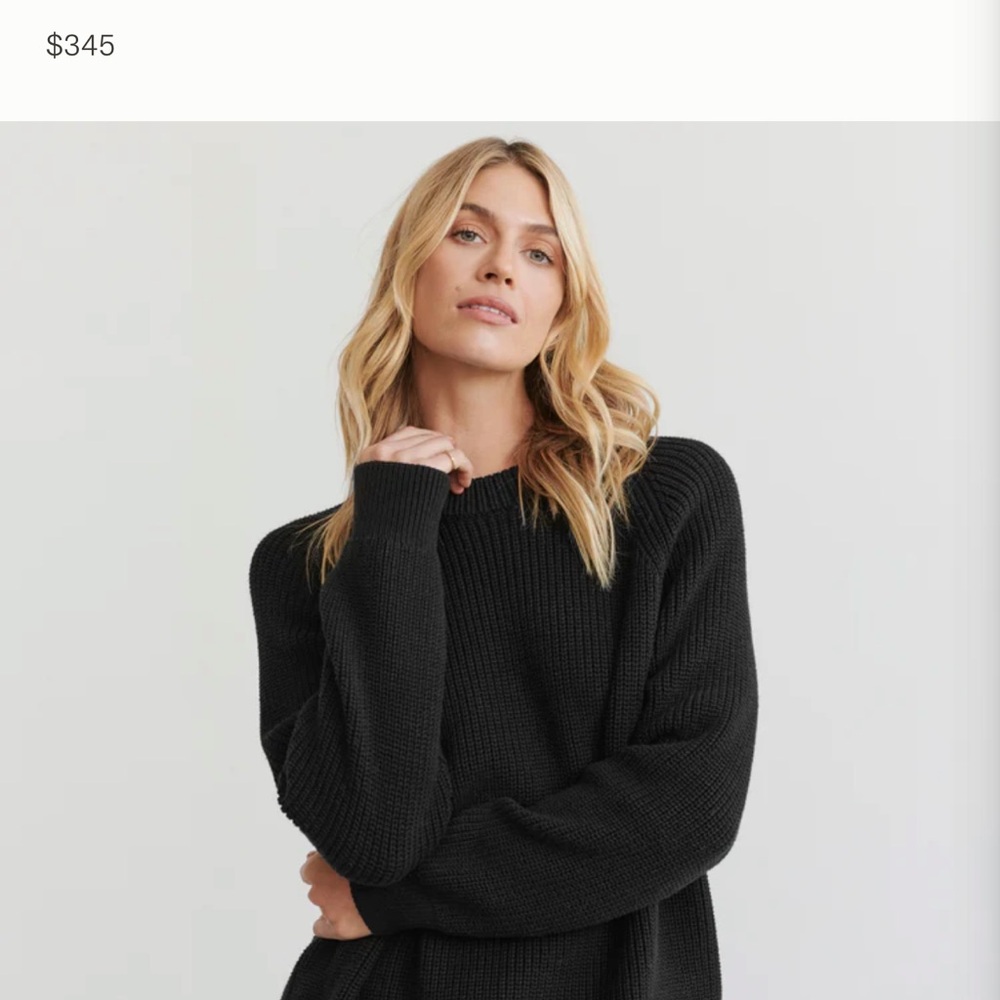 Jenni Kayne Classic Black Cotton Fisherman Sweater